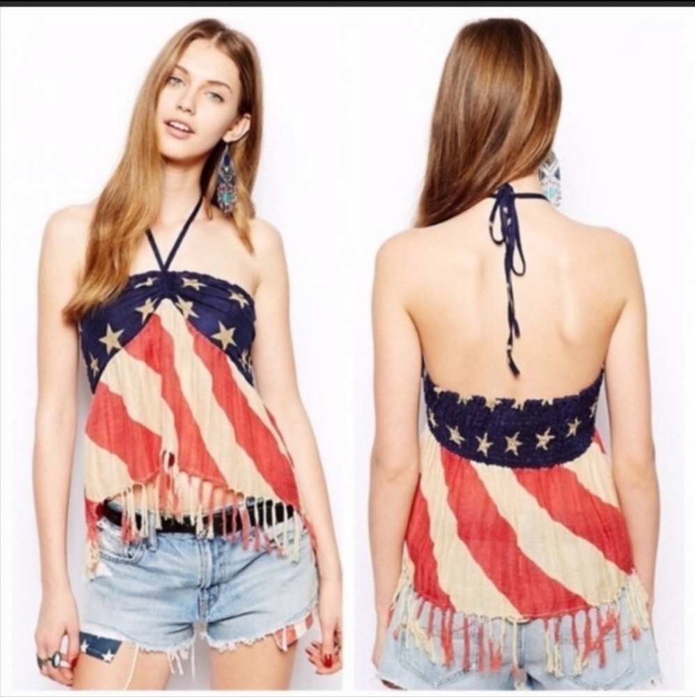 Denim & Supply American Flag Halter Top